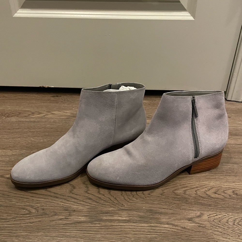 Cole Haan Light Gray Suede Ankle Booties